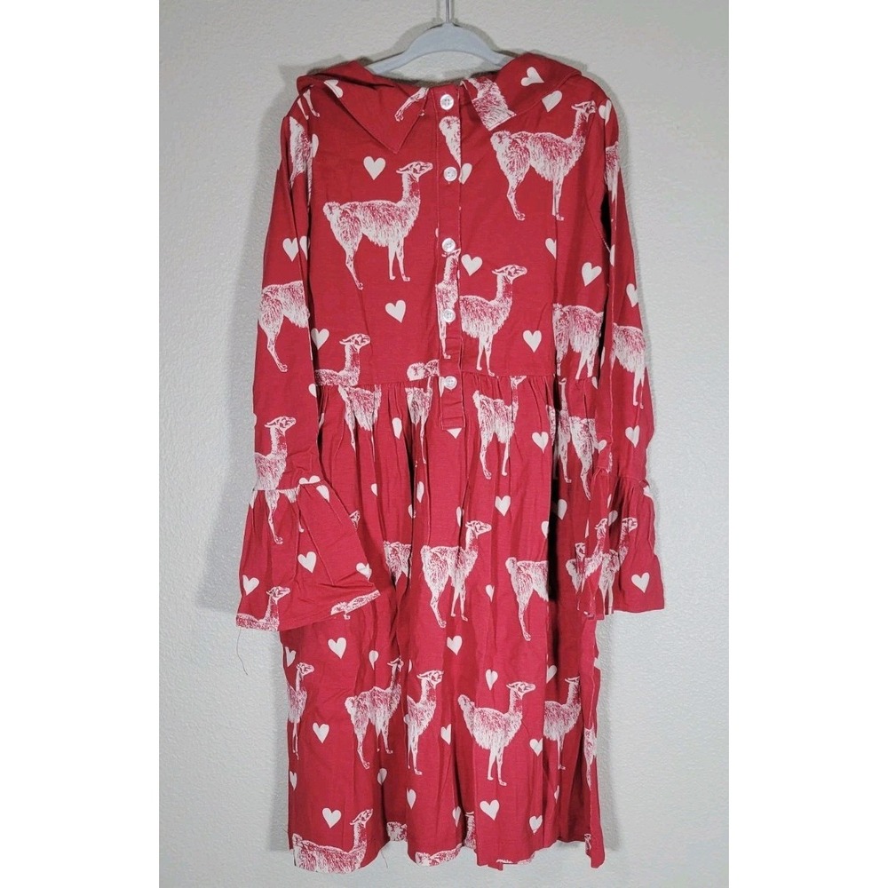 Kate Quinn Red Llama Heart‎ Bamboo Dress Girls 7Y NWT 2023 - Picture 6 of 7